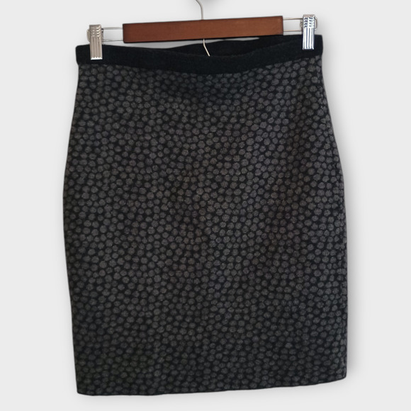 Eileen Fisher Skirt XS Merino Wool Felted Knit Polka Dot Jacquard Pencil Gray - Picture 2 of 5